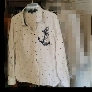 Button Down Shirt with anchor and stars size L